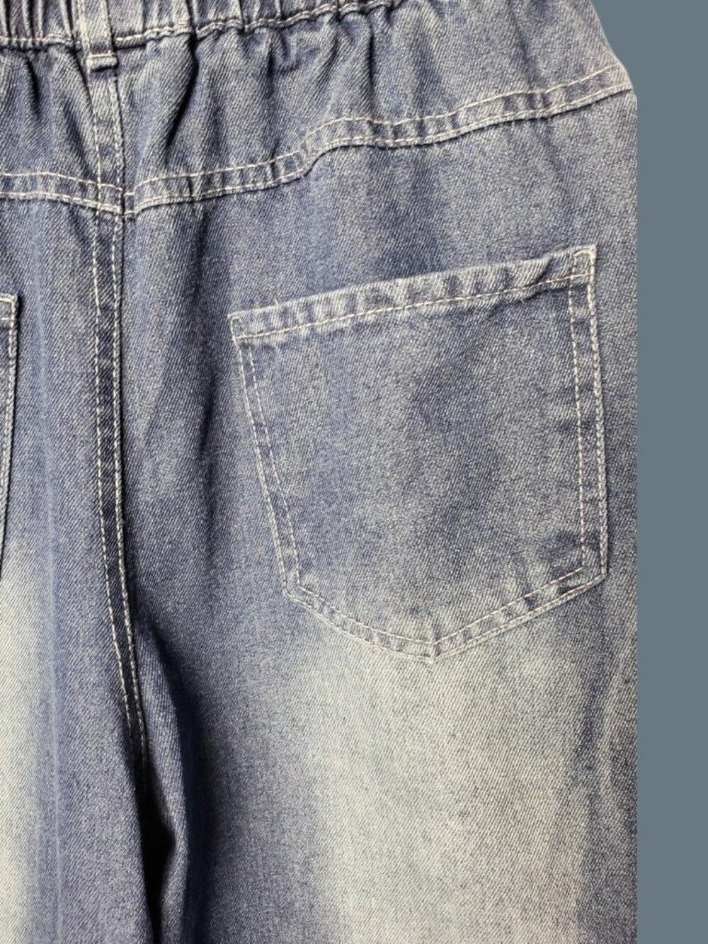 Star Patch Wide Leg WomenPants W/Elastic Waist Distressed Design Small - Picture 8 of 12